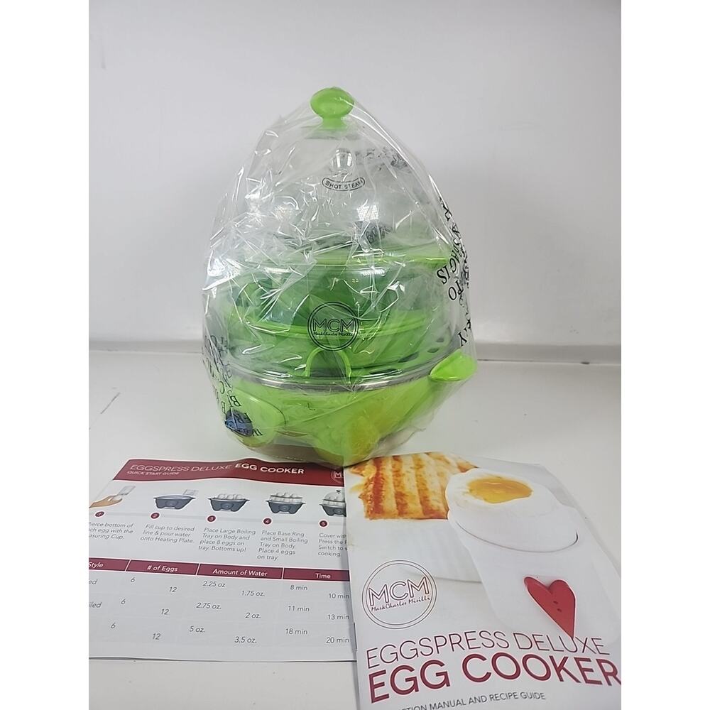 NIB MCM Green Transparent Eggspress Deluxe Electric Egg Cooker